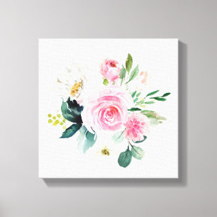 Impressão em tela Boho blush rosa floral folhagem 
