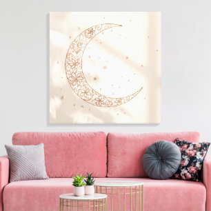 Impressão em Tela Boho Celestial   Ciclo Lunar Min