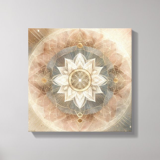 Impressão Em Tela Boho Celestial Mandala in Soft Harmony (Frente)