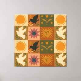 Impressão Em Tela Boho Celestial | Sol e Lua Retrospectiva