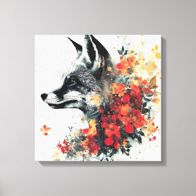 Impressão Em Tela Boho Floral Fox Willife Nature (Frente)