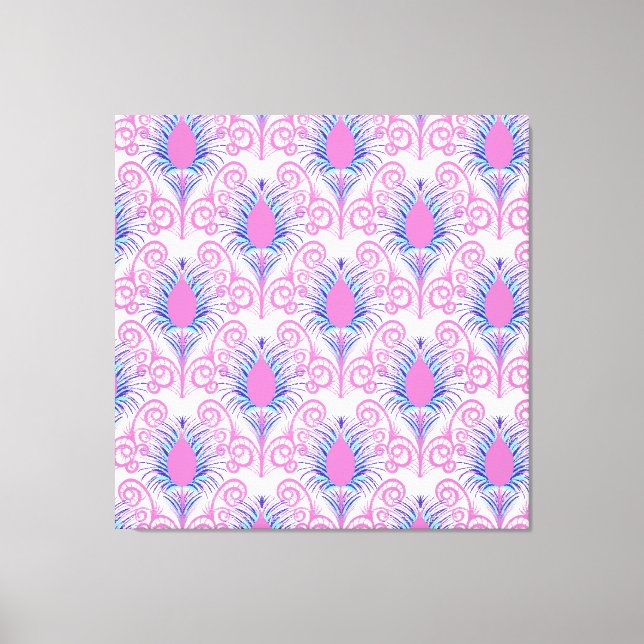 Impressão Em Tela Boho Peacock Feather Jewel Tone-Neon Pink (Frente)