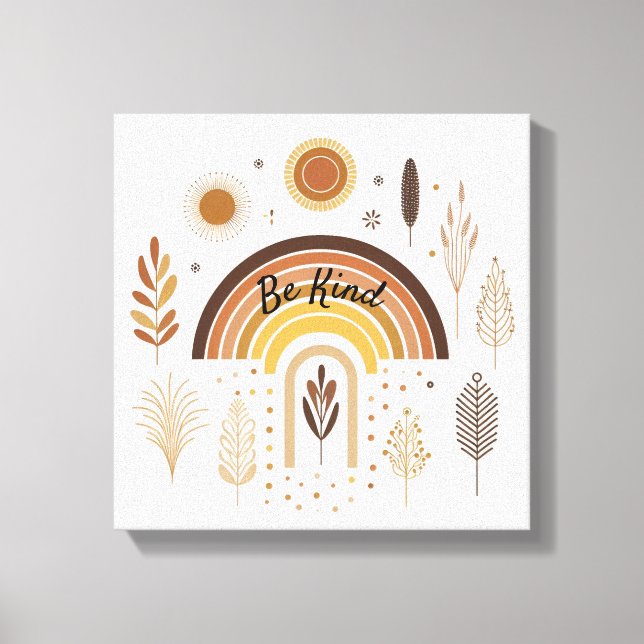 Impressão Em Tela Boho Rainbow Botanicals Seja Gentil (Frente)