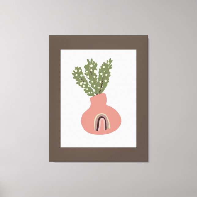 Impressão Em Tela Boho Rainbow Natural Terracotta Pote Plant Lovers (Frente)