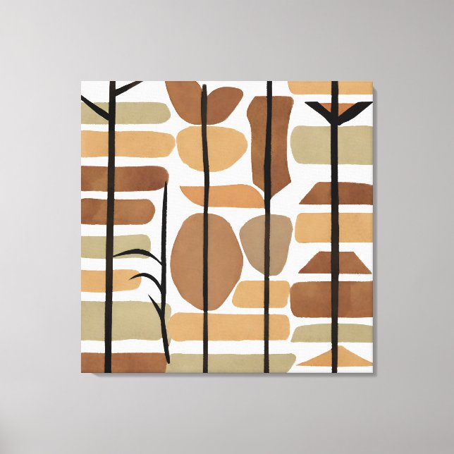 Impressão Em Tela Boho Rock Polygon Leaf Arte Botânica Estilo Modern (Frente)