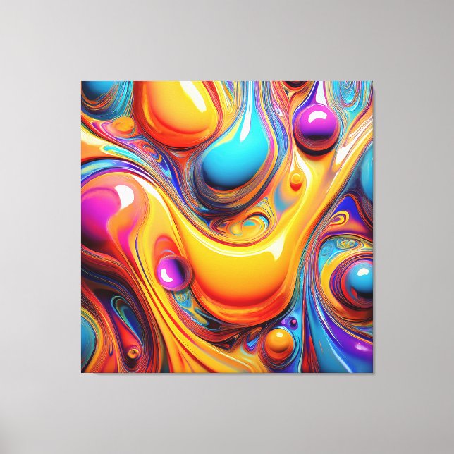 Impressão Em Tela Bolhas de Fluido de Cor (Frente)