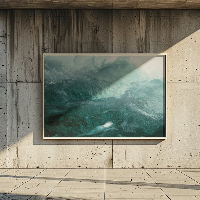Impressão Em Tela Bolhas delicadas de Ondas do Oceano Escuras e Azui (Criador carregado)