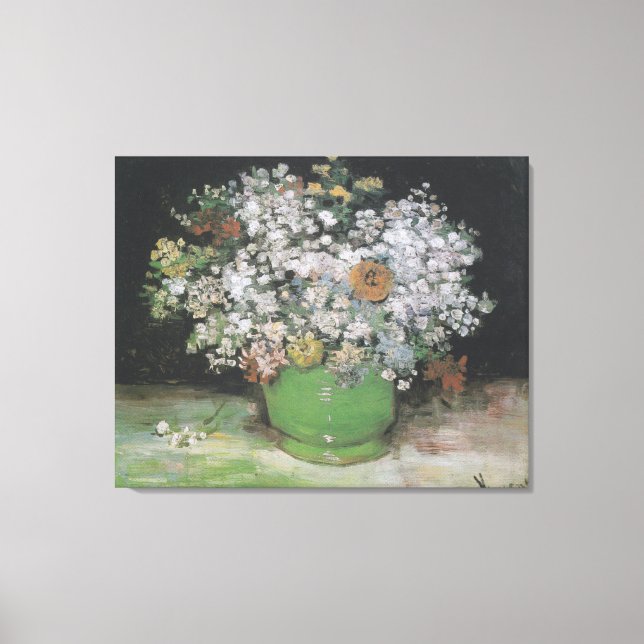 Impressão Em Tela Boliche com Zinnias e Outras Flores (Frente)