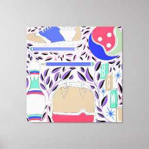 Impressão Em Tela Boliche de Arte Folclórica inspirada na Vintage