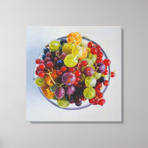 Impressão Em Tela Boliche de Berries - Vida Fruta Estática Hiperreal