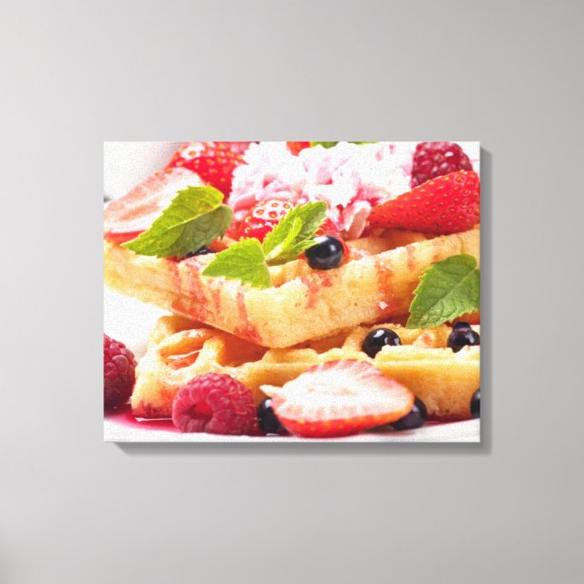 Impressão Em Tela Bolo de waffle com fruta de baga fresca (Frente)