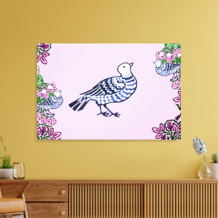 Impressão Em Tela Bolotas de Flores de Arte Folclórica
