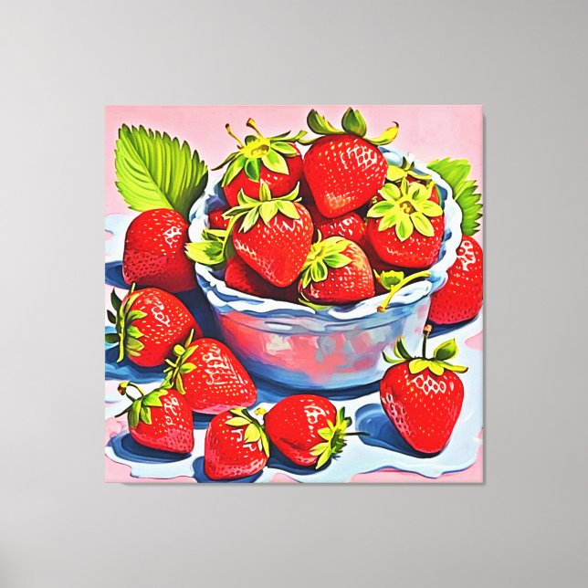 Impressão Em Tela Bolsa de Morango Fresca (Frente)