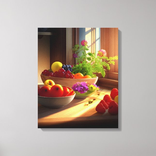 Impressão Em Tela Bolsa de Sol de Frutas e Flores 7 (Frente)
