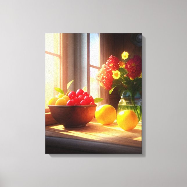 Impressão Em Tela Bolsa de Sol de Frutas e Flores 8 (Frente)