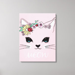 Impressão Em Tela Bonita Cabeça De Gato Meow, Presente De Gatinho,