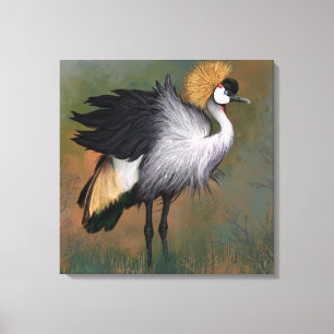 Impressão Em Tela Bonita Cinza Crowned Crane - Arte de Pintura Migra