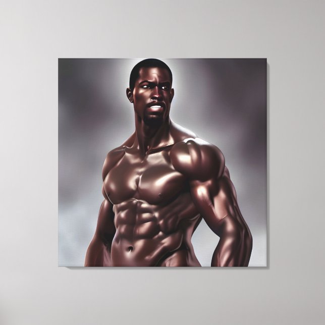 Impressão Em Tela Bonita Tela Muscular de Homem Negro (Frente)