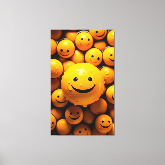 Impressão Em Tela Bonito e sorridente emoji amarelo para espalhar fe (Frente)