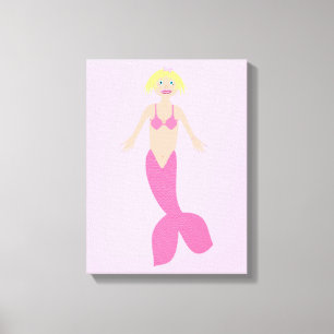 Impressão Em Tela Bonito fantasia rosa Sereia