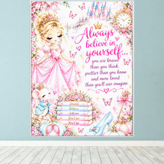 Impressão Em Tela Bonito Lindas Princesas Rosa Conto de Fadas Floral