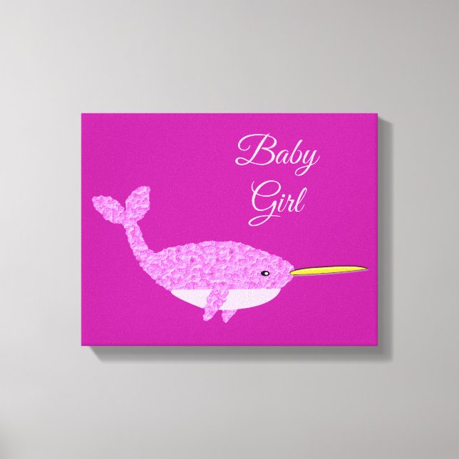 Impressão Em Tela Bonito Menina Rosa Menina Narwhal Sala de Enfermei (Frente)