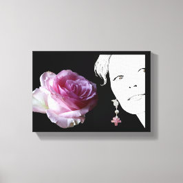 Impressão Em Tela Bonito rosa rosa menina encarada ilustração de mod