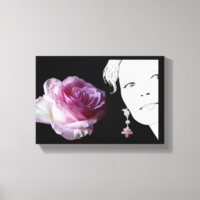 Impressão Em Tela Bonito rosa rosa menina encarada ilustração de mod (Frente)