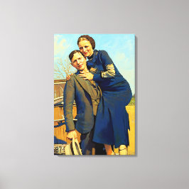 Impressão Em Tela Bonnie Parker Clyde Barrow 1933 Faux Painting
