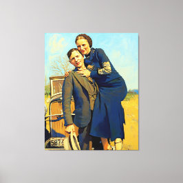 Impressão Em Tela Bonnie Parker Clyde Barrow 1933 Faux Painting