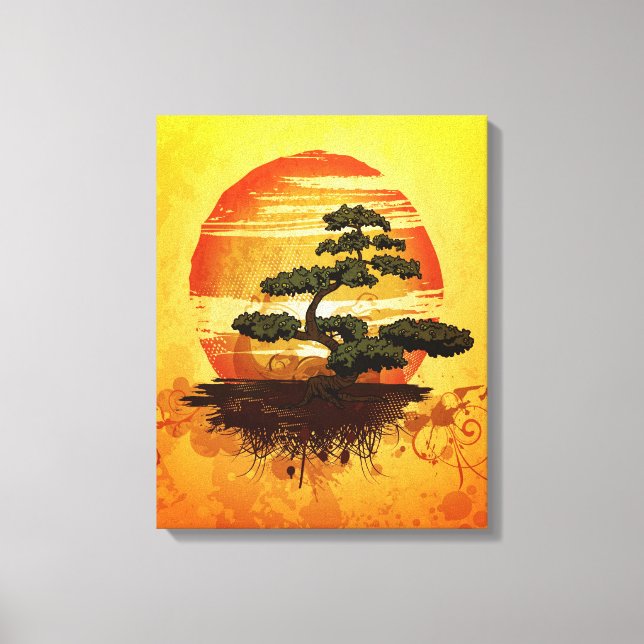 Impressão Em Tela Bonsai Tree Sunset (Frente)