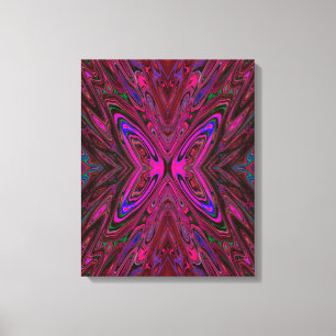 Impressão Em Tela Borboleta-Abstrato azul e rosa-quente trippy