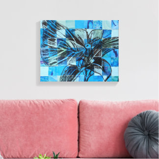 Impressão Em Tela Borboleta azul mosaico