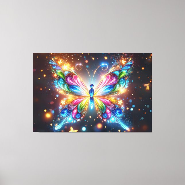 Impressão Em Tela Borboleta brilhante (Frente)