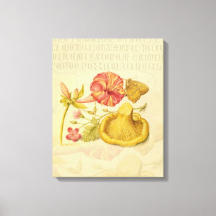 Impressão Em Tela Borboleta, Cogumelo, Flower Watercolor Art