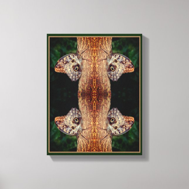 Impressão Em Tela Borboleta-coruja-marrom fecha a Abstrato (Frente)