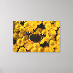Impressão Em Tela Borboleta em ásteres amarelos