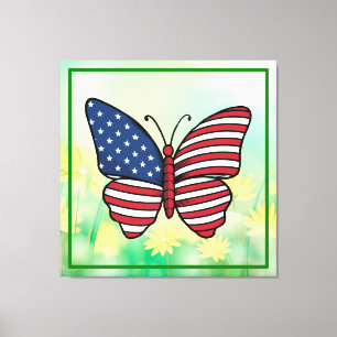 Impressão Em Tela Borboleta EUA Flag Sublimation-62614