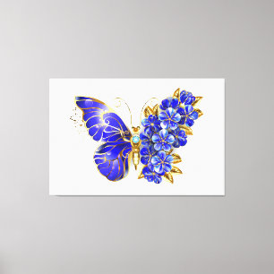 Impressão Em Tela Borboleta Flor Sapphire