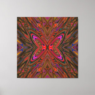 Impressão Em Tela Borboleta Laranja e Magenta Trippy Abstrata
