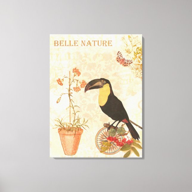 Impressão Em Tela Borboleta rosa-flor-de-pássaro-pintada moderna (Frente)