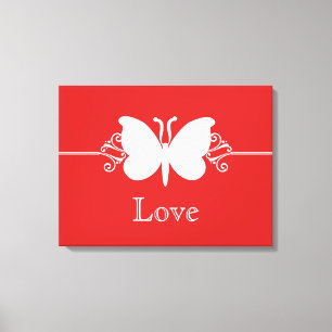 Impressão Em Tela Borboleta Vermelha Escura Roda a Tela de Virtude