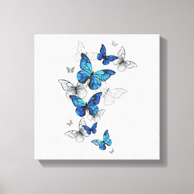 Impressão Em Tela Borboletas Azuis Morpho (Frente)