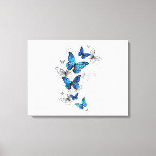 Impressão Em Tela Borboletas Azuis Morpho