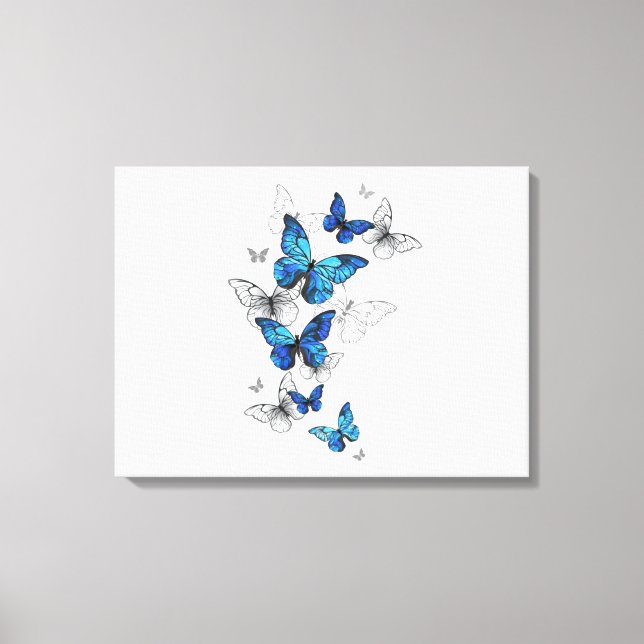 Impressão Em Tela Borboletas Azuis Morpho (Frente)