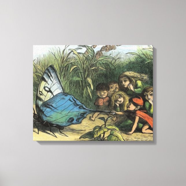 Impressão Em Tela Borboletas Elf Trabalho de arte Cute Elves (Frente)