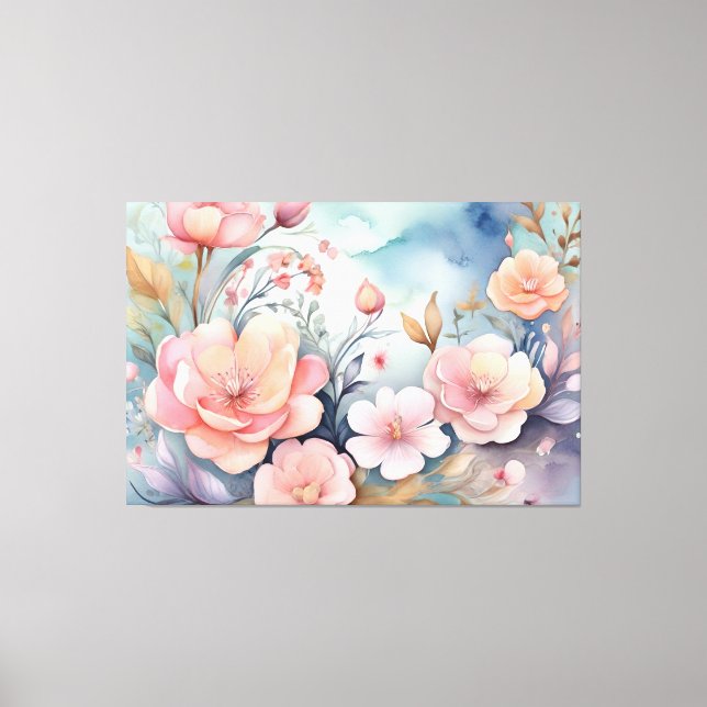 Impressão Em Tela Borboletas Florais Elegante Arte Aquarela (Frente)