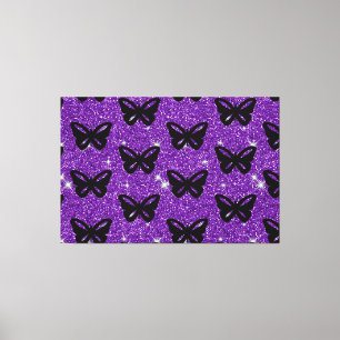 Impressão Em Tela Borboletas Roxo Brilho Voar Insetos Animais