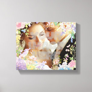 Impressão Em Tela Borda Floral de Casamento Personalizável