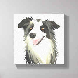 Impressão Em Tela Border Collie | Cachorro Pet Lindo Aquarela
